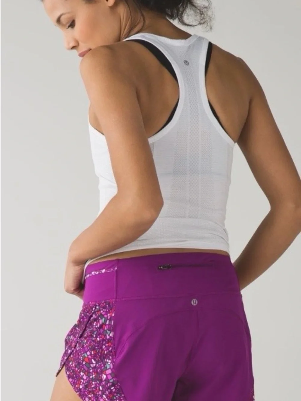 lululemon athletica Purple Athletic Shorts with Mosaic Side Print